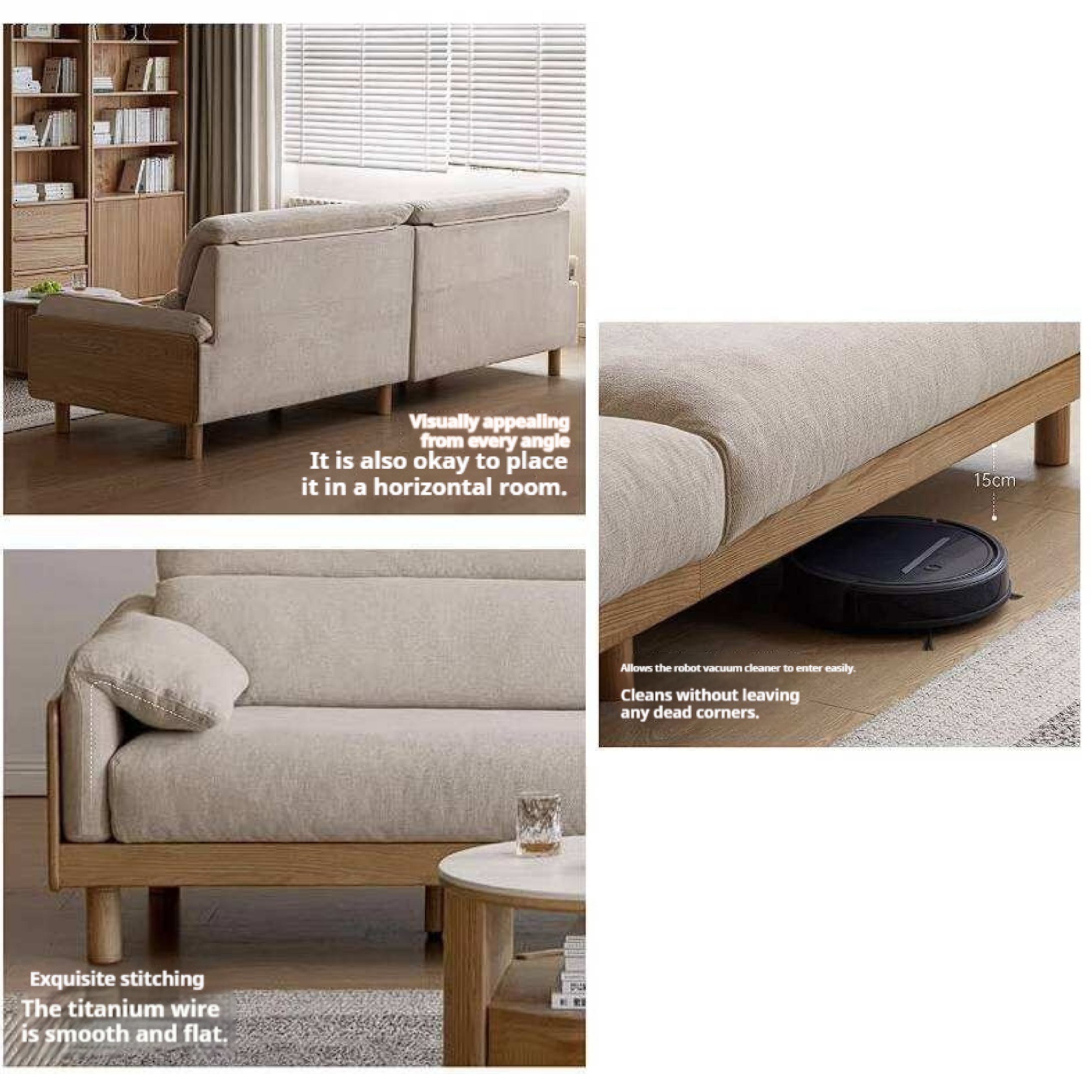 Ash Solid Wood Sofa with Modern Casual Design