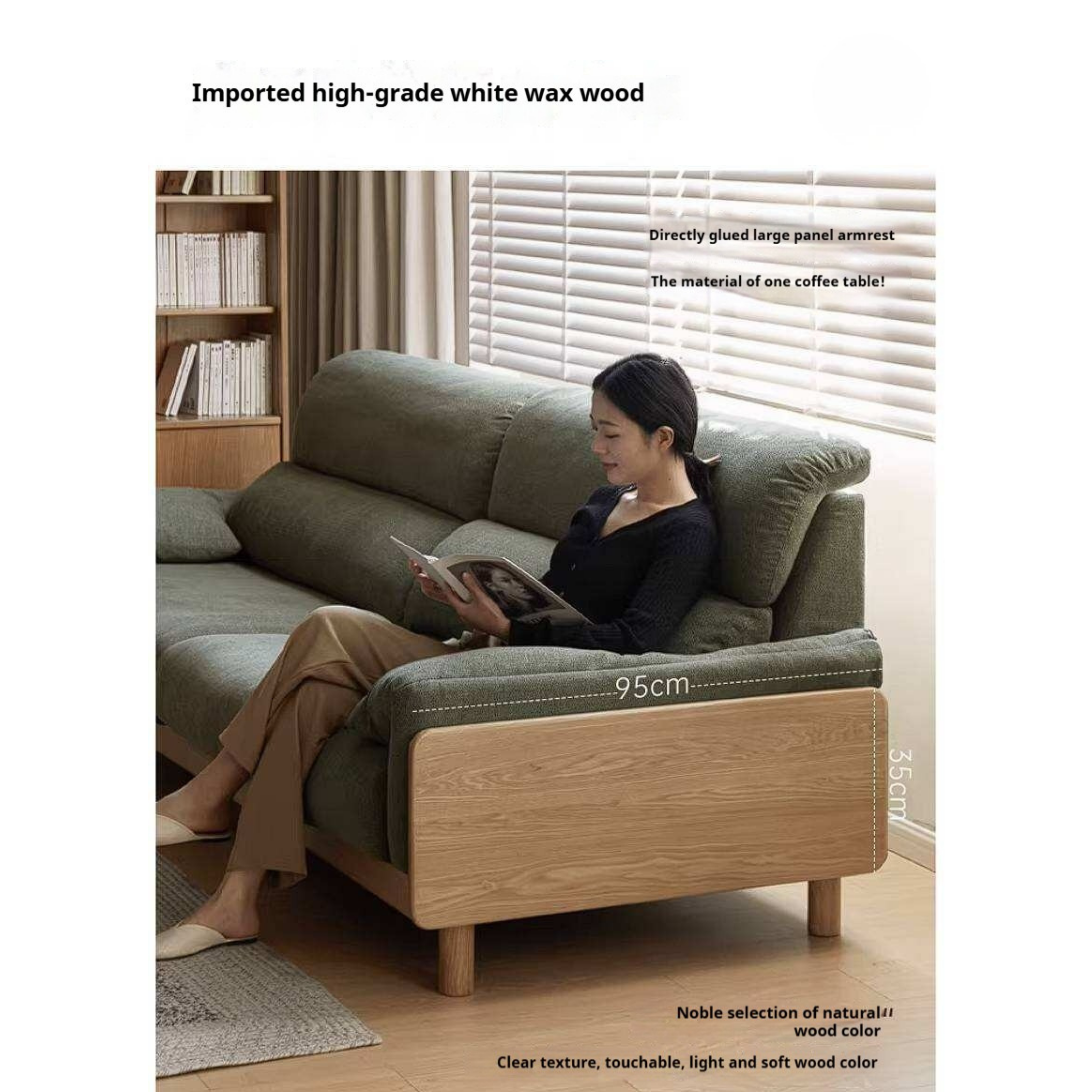 Ash Solid Wood Sofa with Modern Casual Design