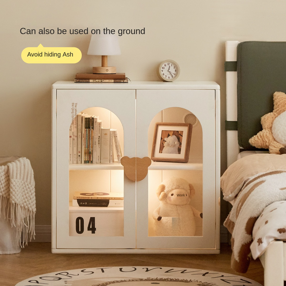 solid wood children's bookcase simple cream style floor-standing multi ...