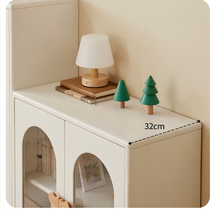 Rubber Solid Wood Cream Style Children's Bookcase