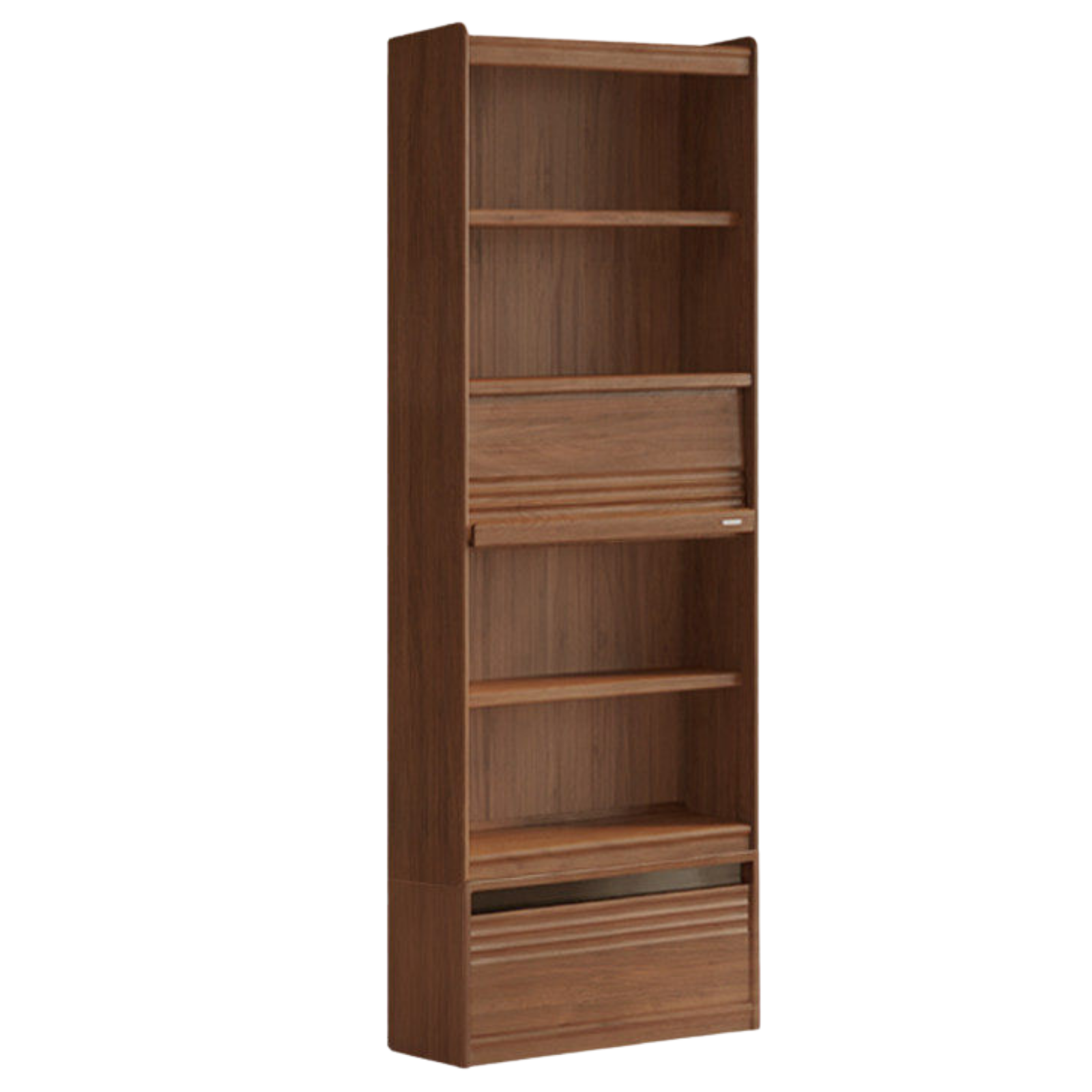 Black Walnut Solid Wood Integrated Wall Bookcase with Floor Display