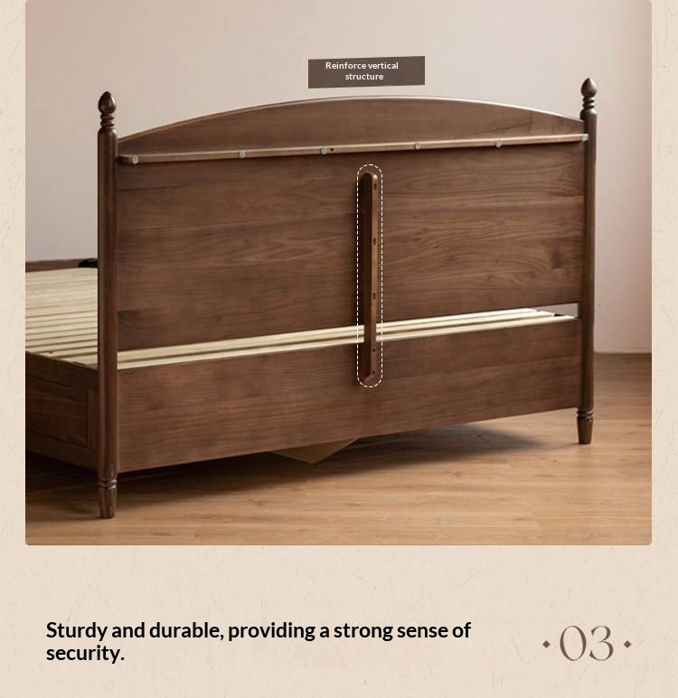 Black Walnut Solid Wood Box Bed — French Retro Style