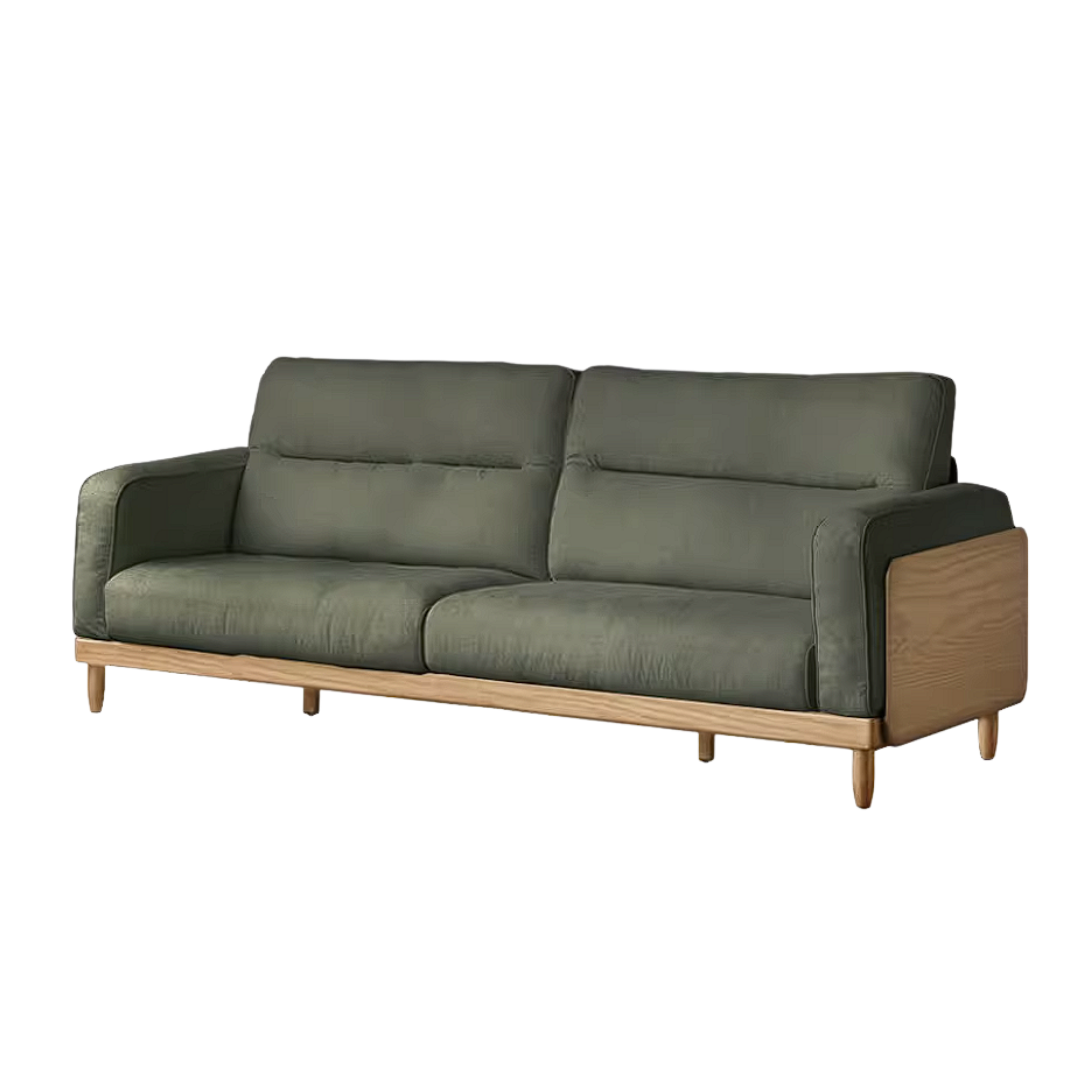 Oak, Ash Solid Wood Sofa with Exposed Wood Frame Arms