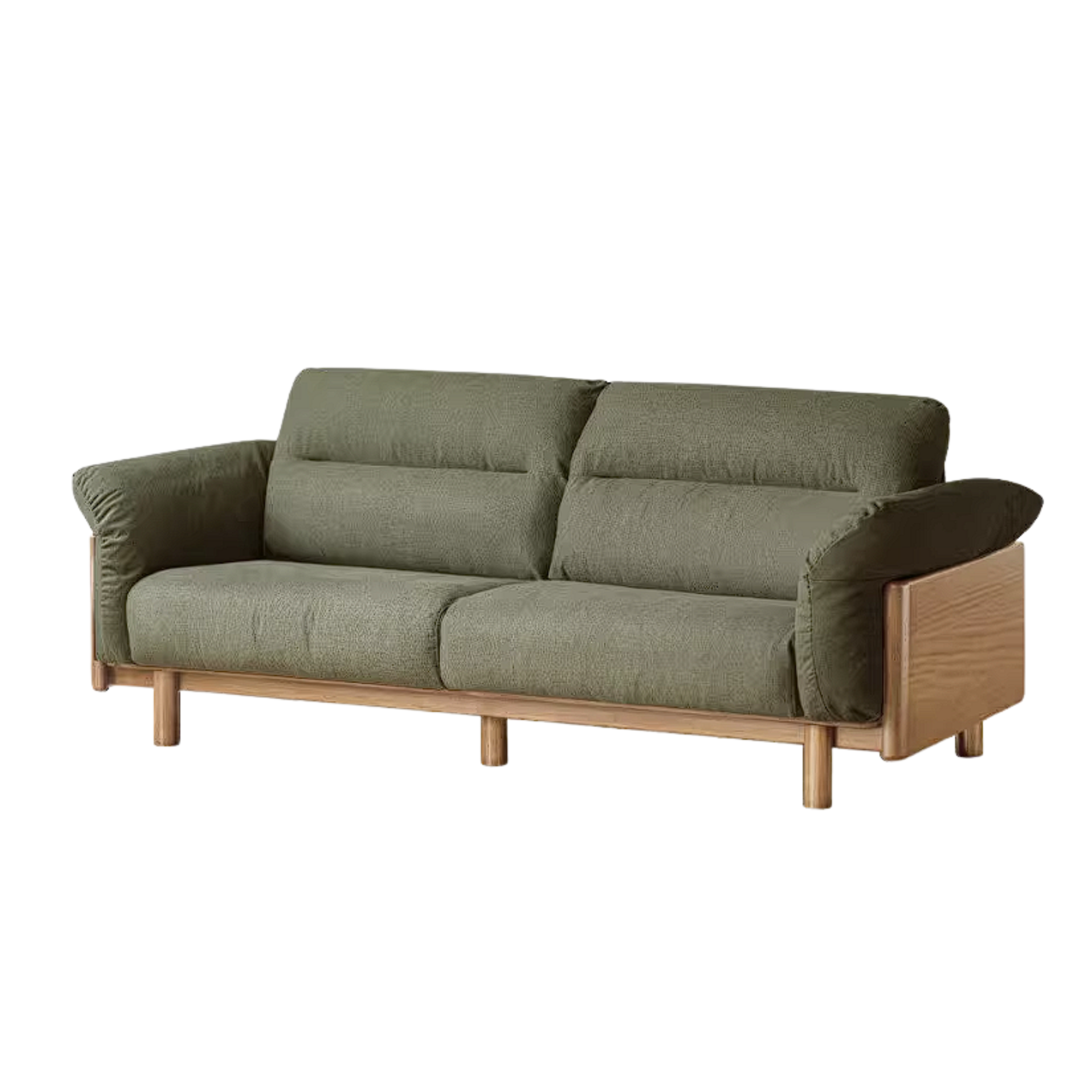 Oak Solid Wood Sofa with Wide Track Arms Genuine leather, fabric, removable and washable
