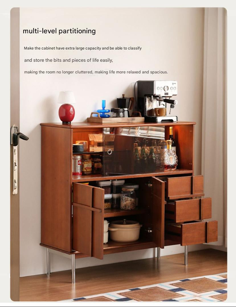 Poplar Solid Wood Medieval Style Side Cabinet.