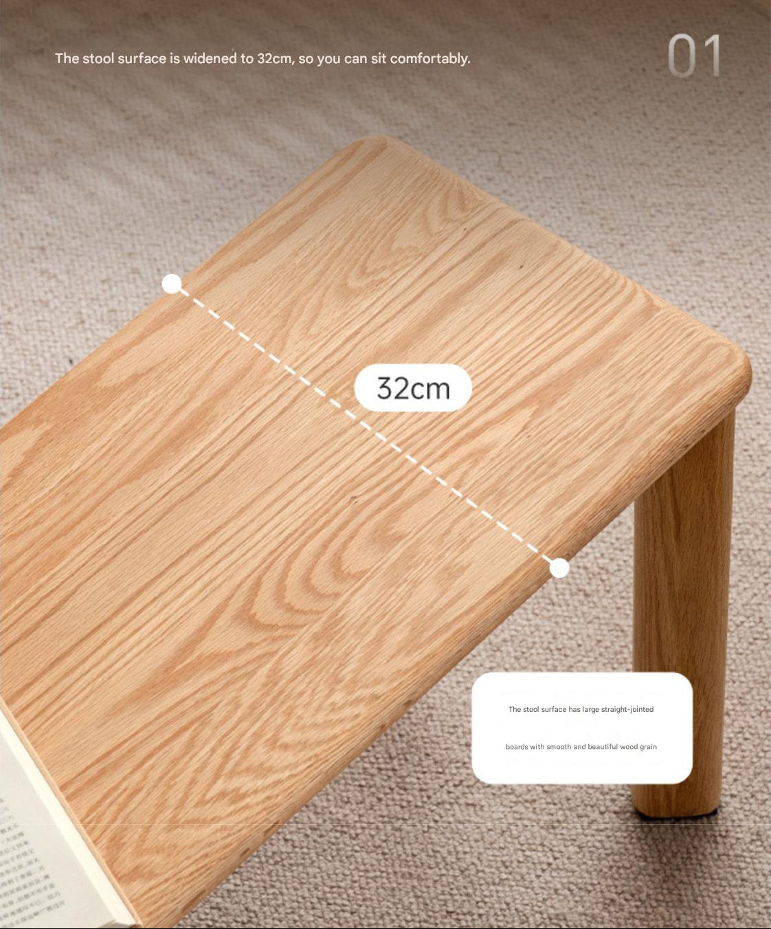 Ash, Oak Solid Wood Modern Long Bench