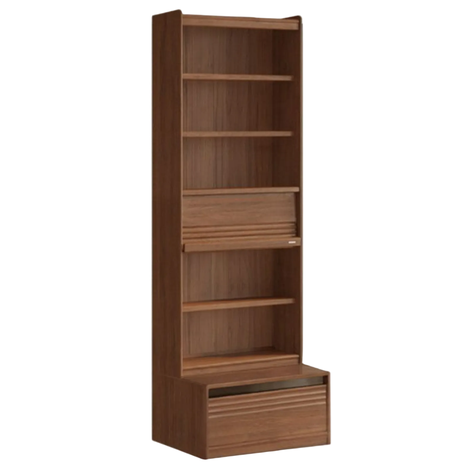 Black Walnut Solid Wood Integrated Wall Bookcase with Floor Display