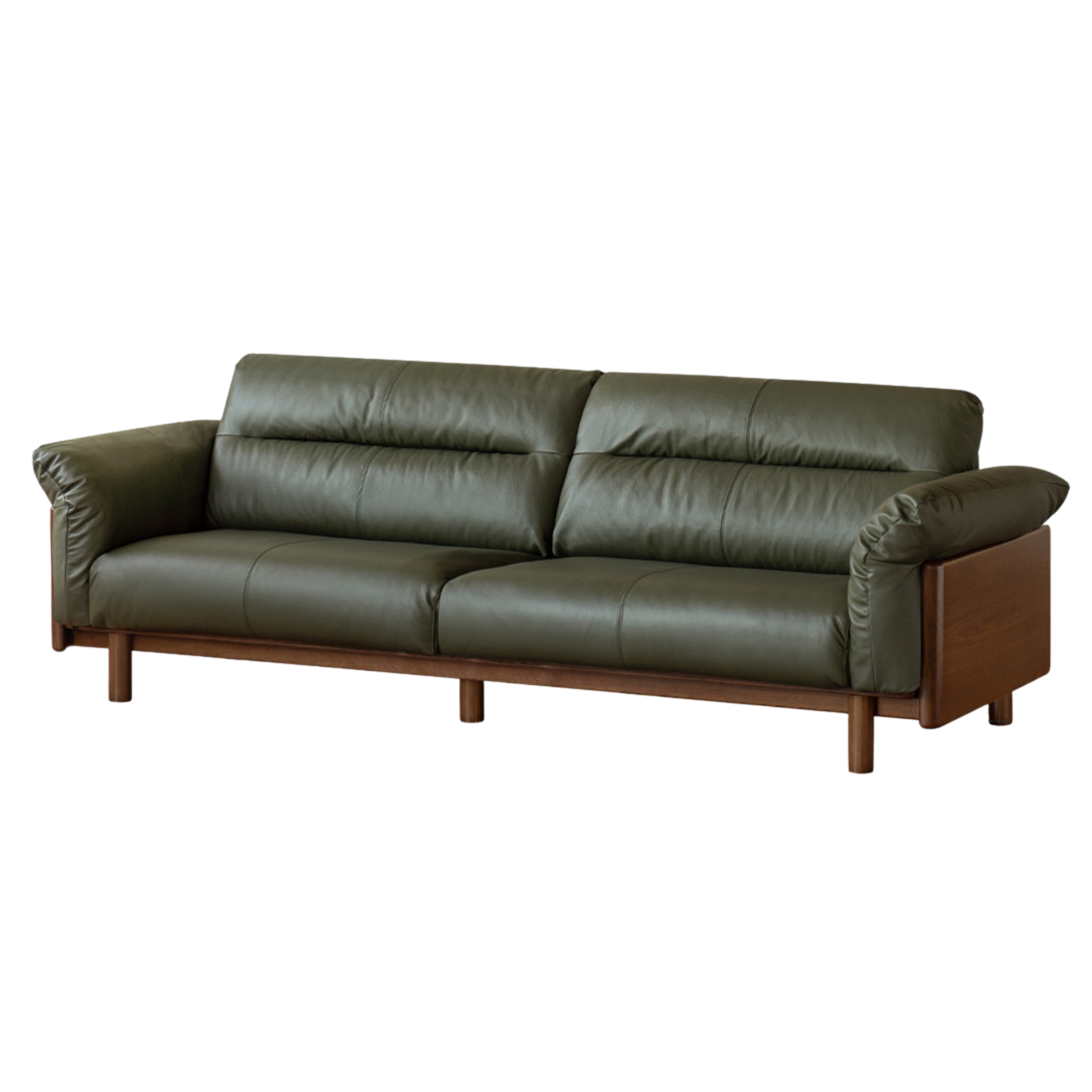 Black Walnut, Oak Solid Wood Sofa Genuine Leather, fabrics