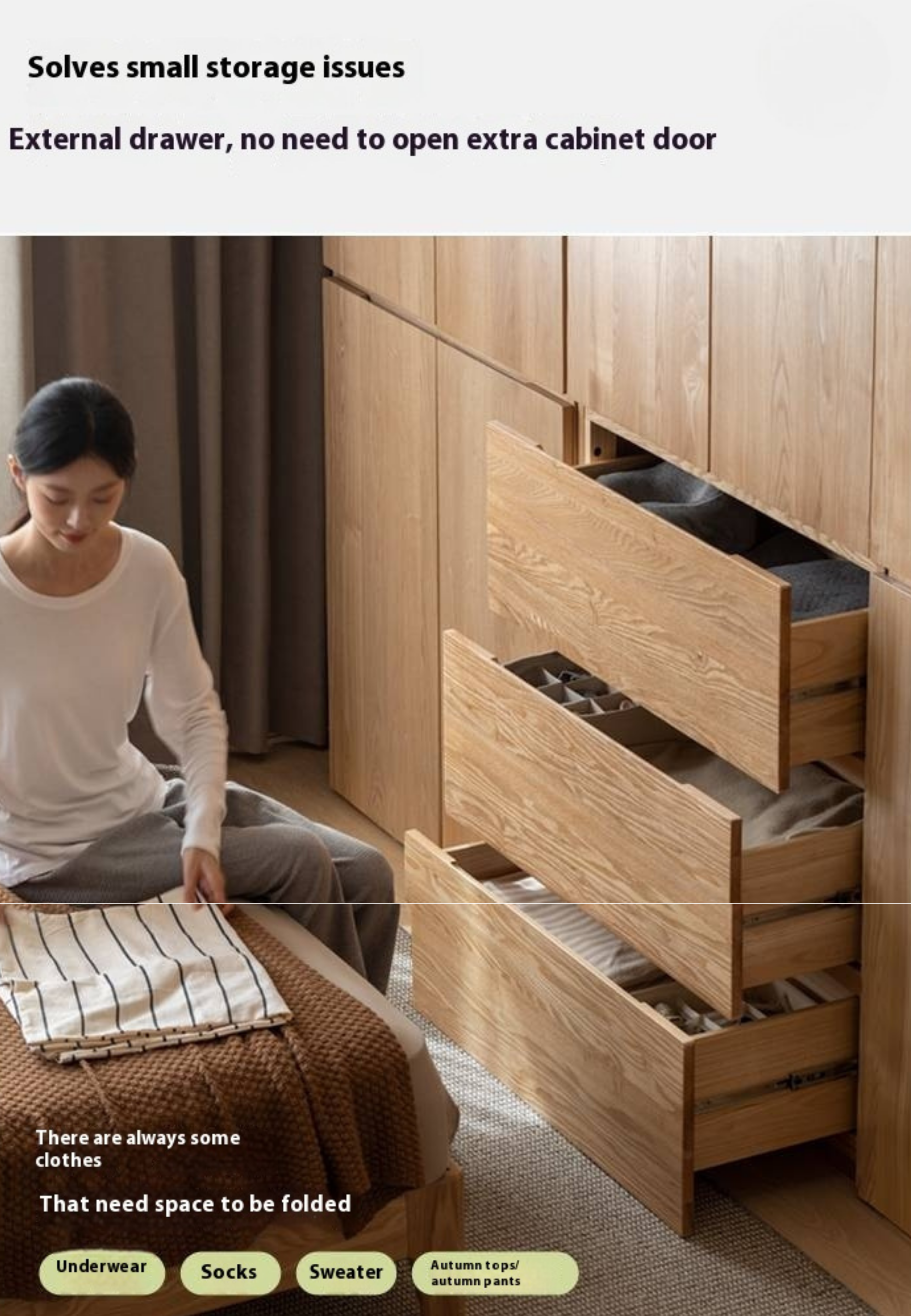 Ash Solid Wood Open Door Storage Cabinet