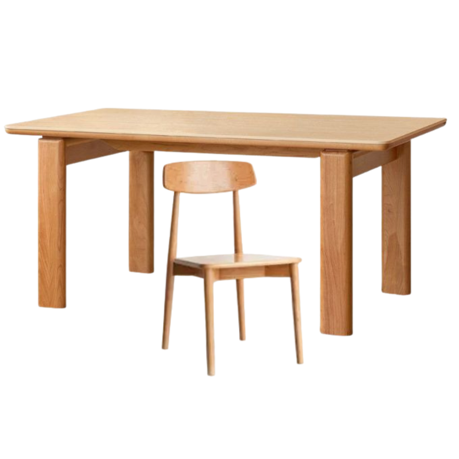 Cherry Solid Wood Vintage Style Slab Dining Table with Sintered Stone Top