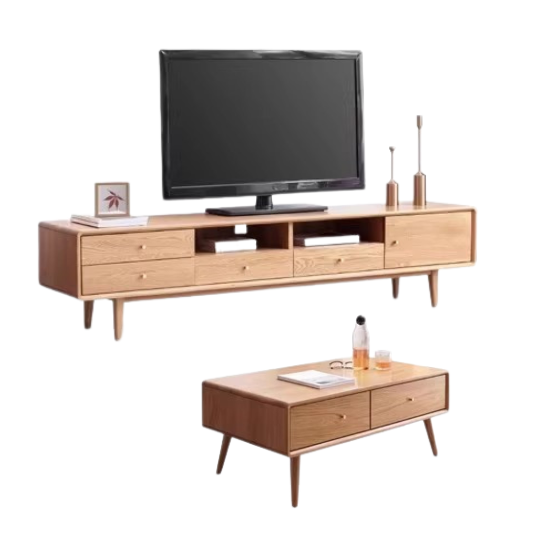 Oak solid wood TV stand