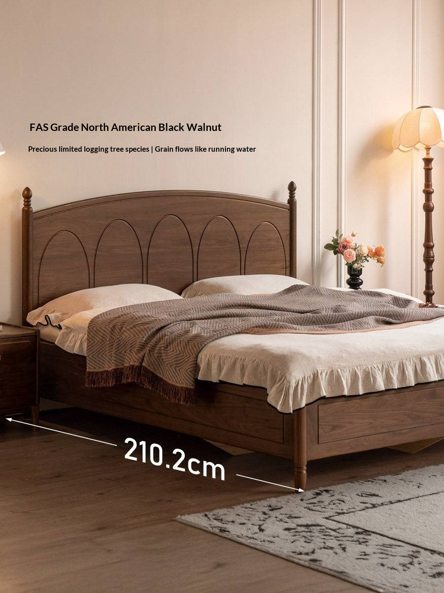 Black Walnut Solid Wood Box Bed — French Retro Style