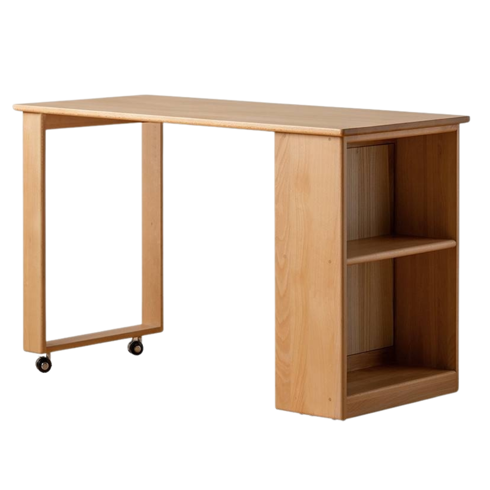 Beech, Solid Rubberwood Children's Desk with Pulleys Movable Storage