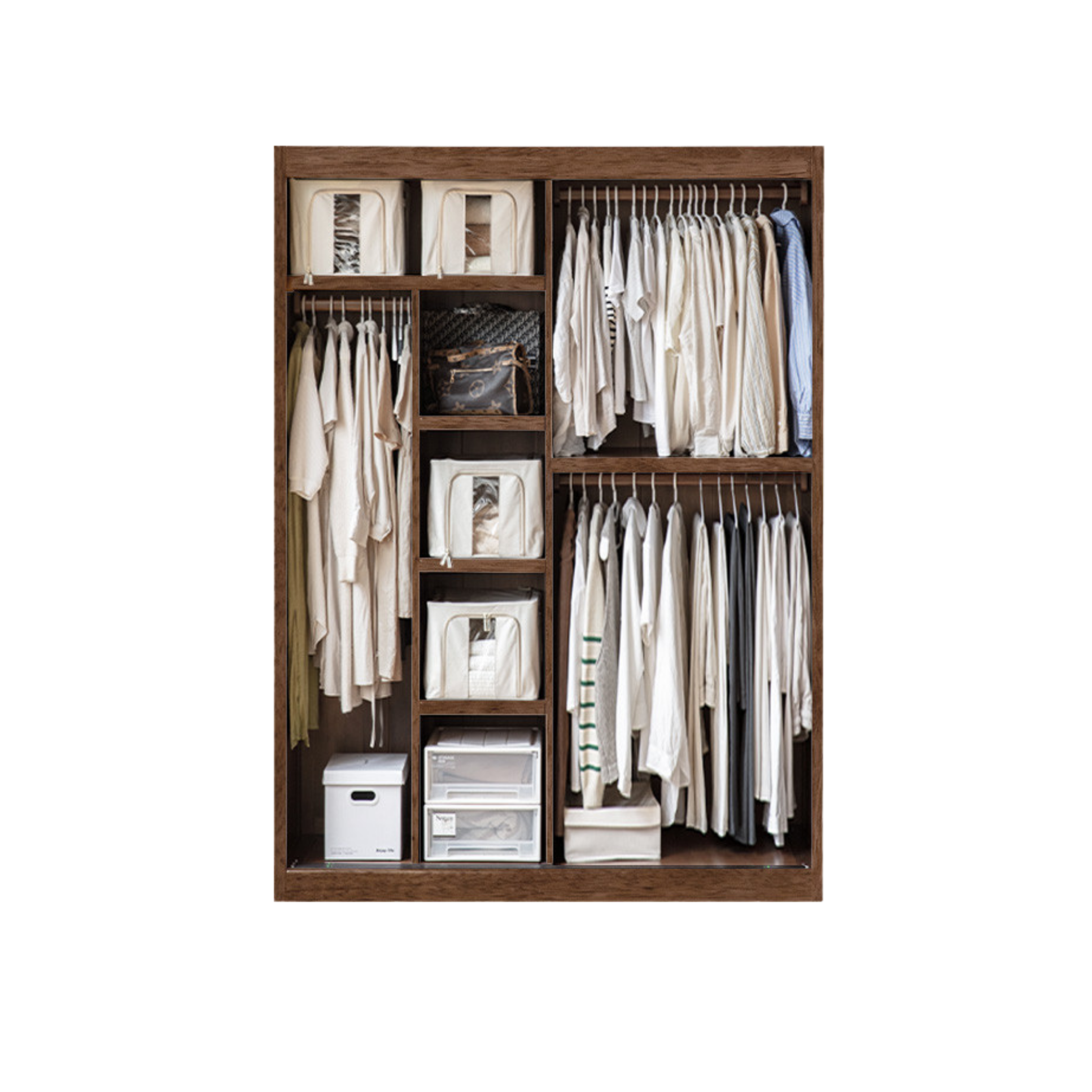 Golden Sandalwood Solid Wood Wardrobe