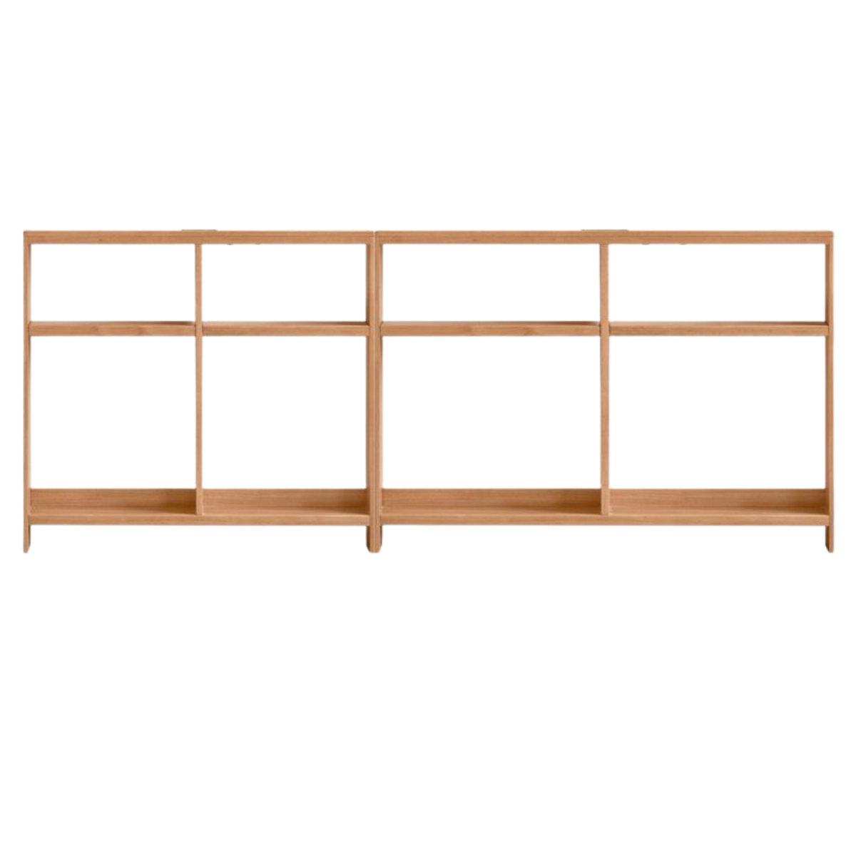 Solid RubberWood Sofa Back Console Table with Open Storage Shelves