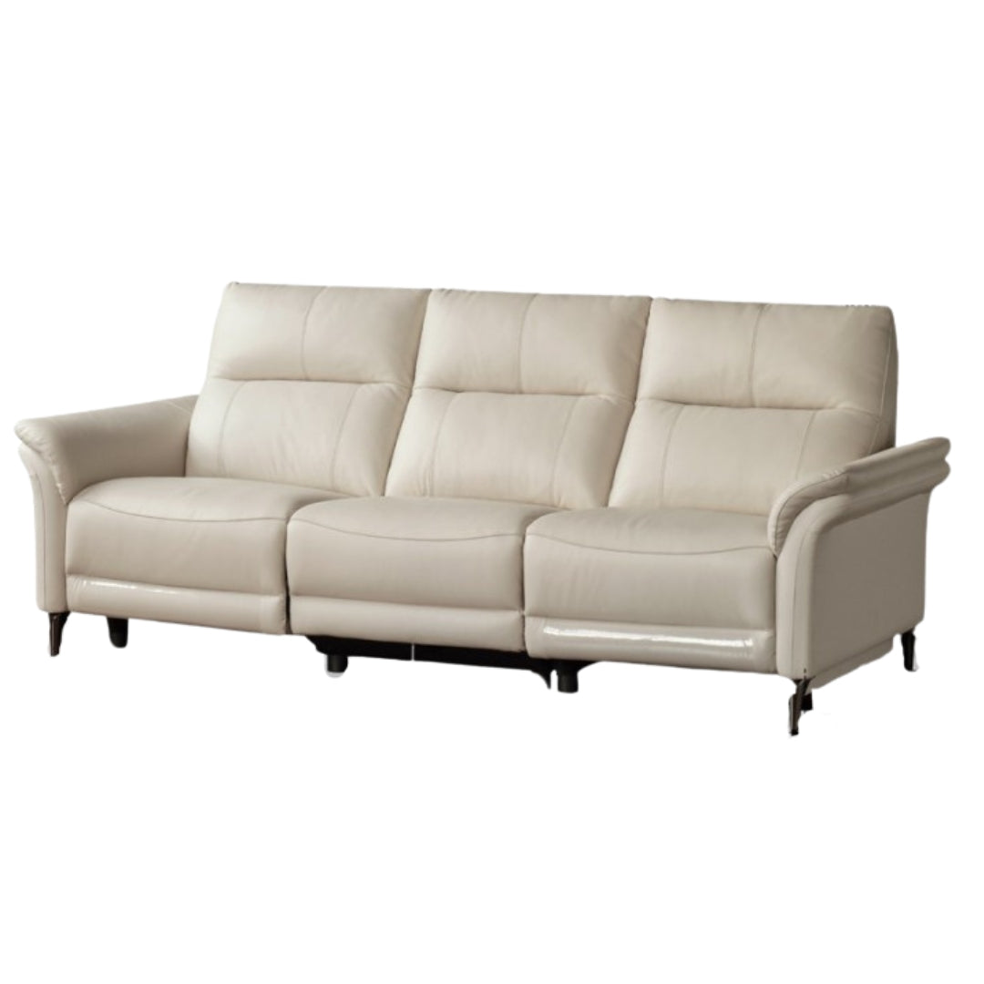 Pine Solid Wood Leather Sofa Cream Style Functional Electric