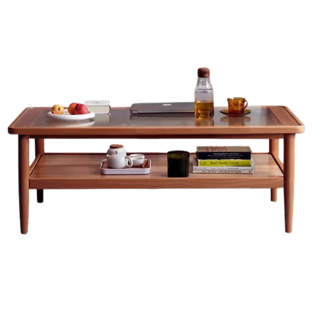 Beech solid wood glass coffee table Nordic -