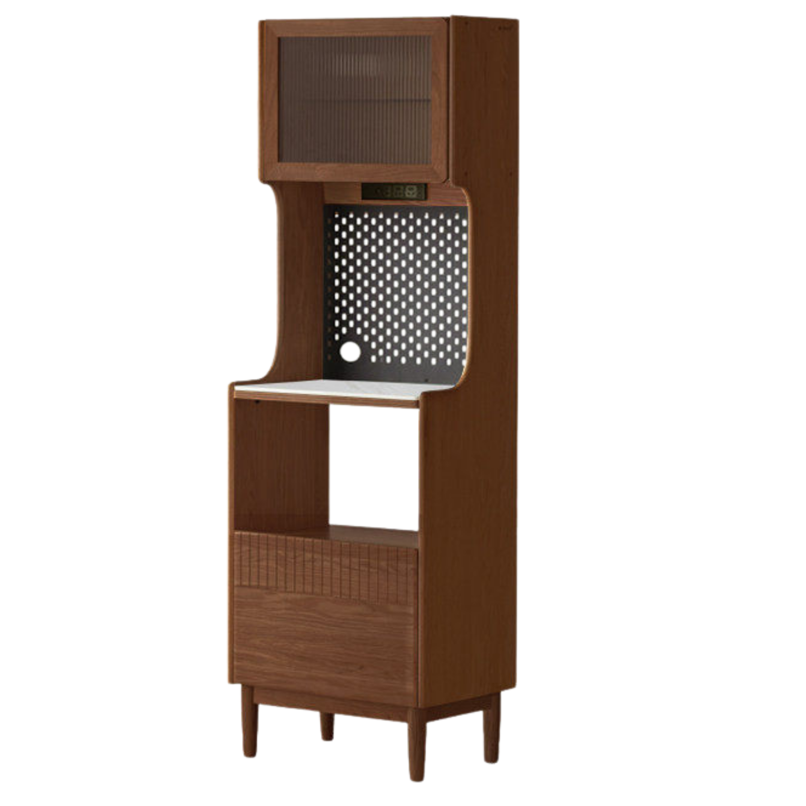 Solid RubberWood, Oak Solid Wood Sideboard Rock Board LED Light