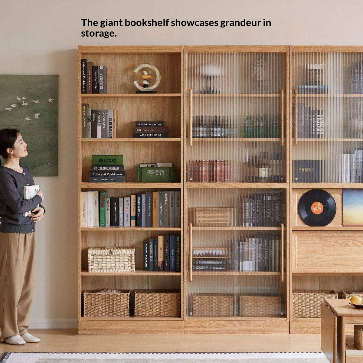 Ash, Oak, Cherry Solid Wood Bookshelf Integrated Wall-Mounted