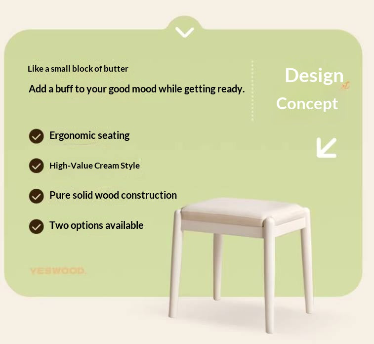 Birch Solid Wood, Solid Rubberwood Modern Simple Makeup Stool