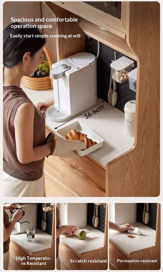 Oak Solid Wood Corner Sideboard with Simple Storage Cabinet