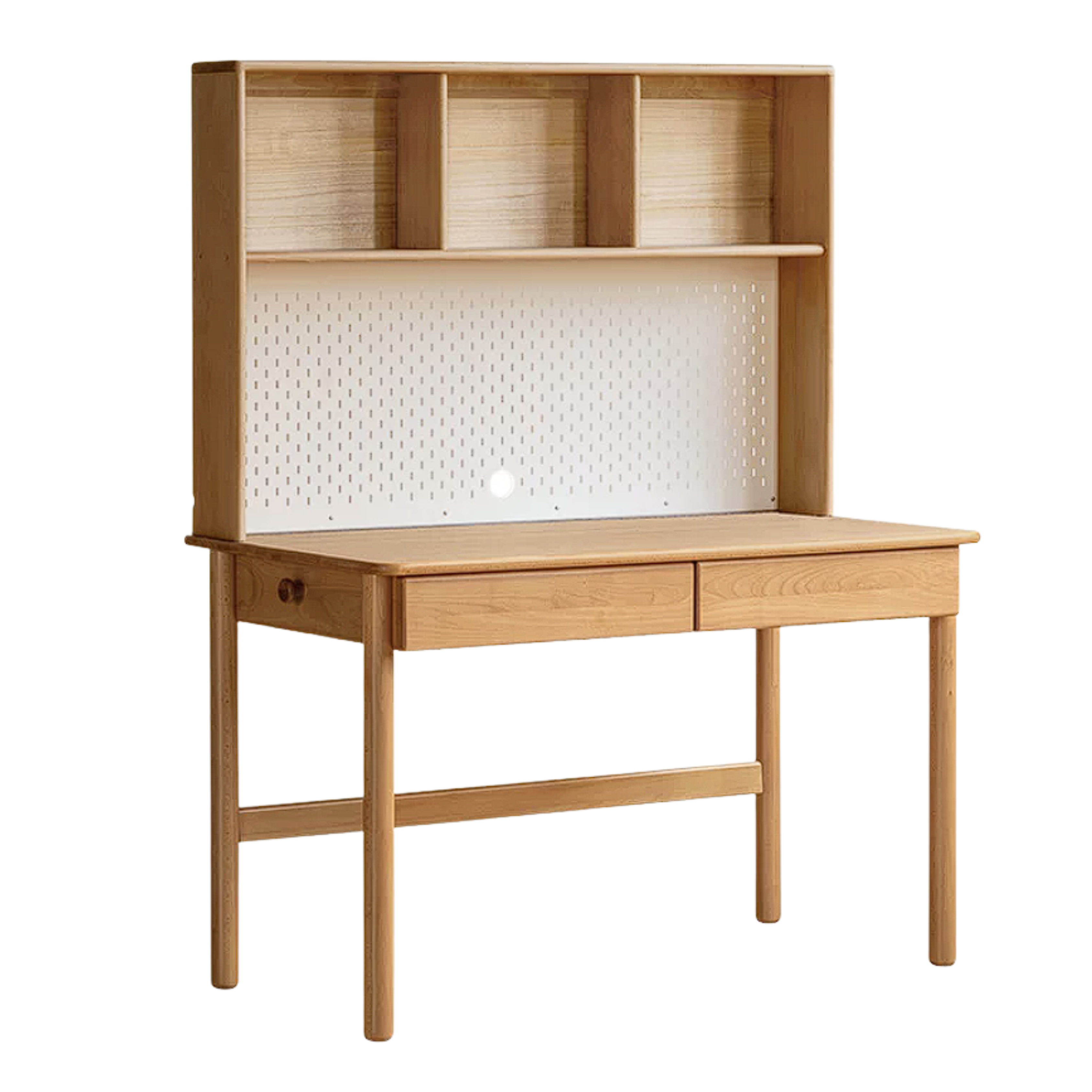 Beech Solid Wood Kids Study Desk Bookcase Integrated