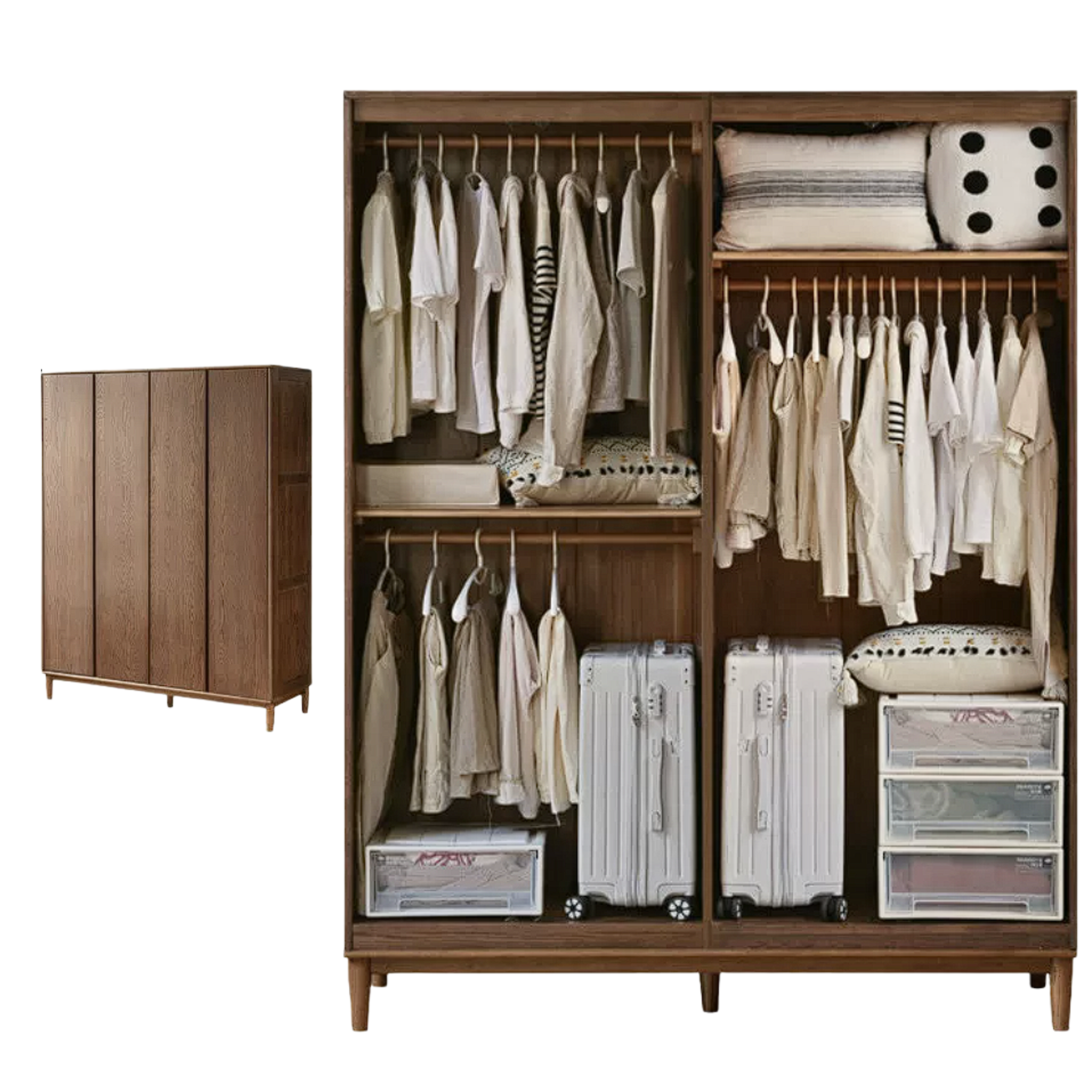 Oak Solid Wood Modern Wardrobe