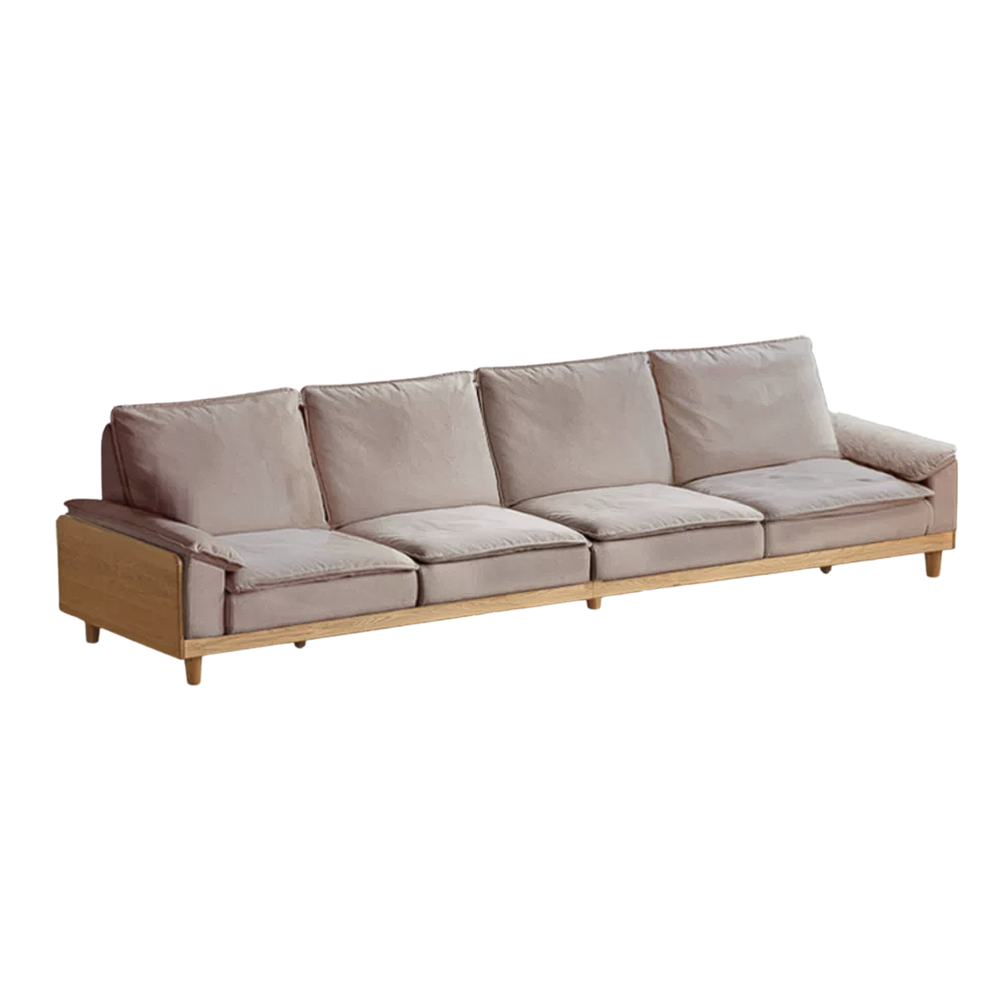Red Oak, White Oak, Ash Solid Wood Linen Track Arm Sofa
