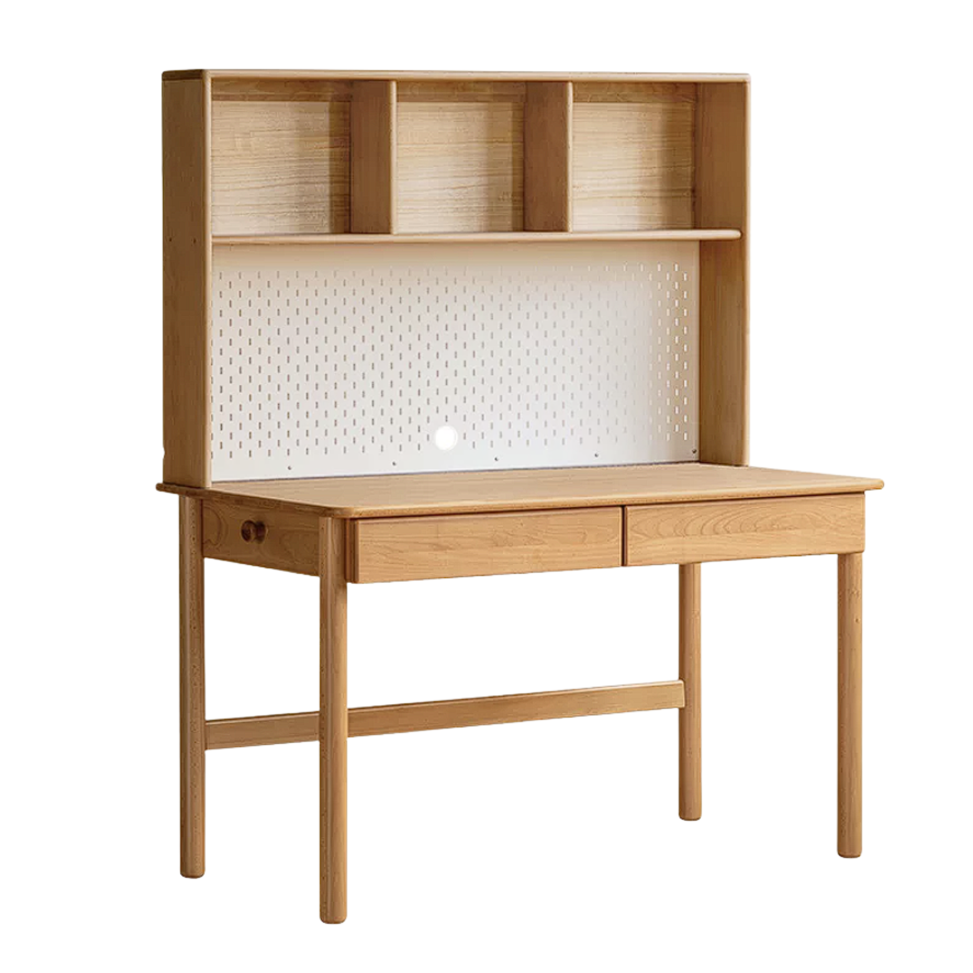 Beech Solid Wood Kids Study Desk Bookcase Integrated