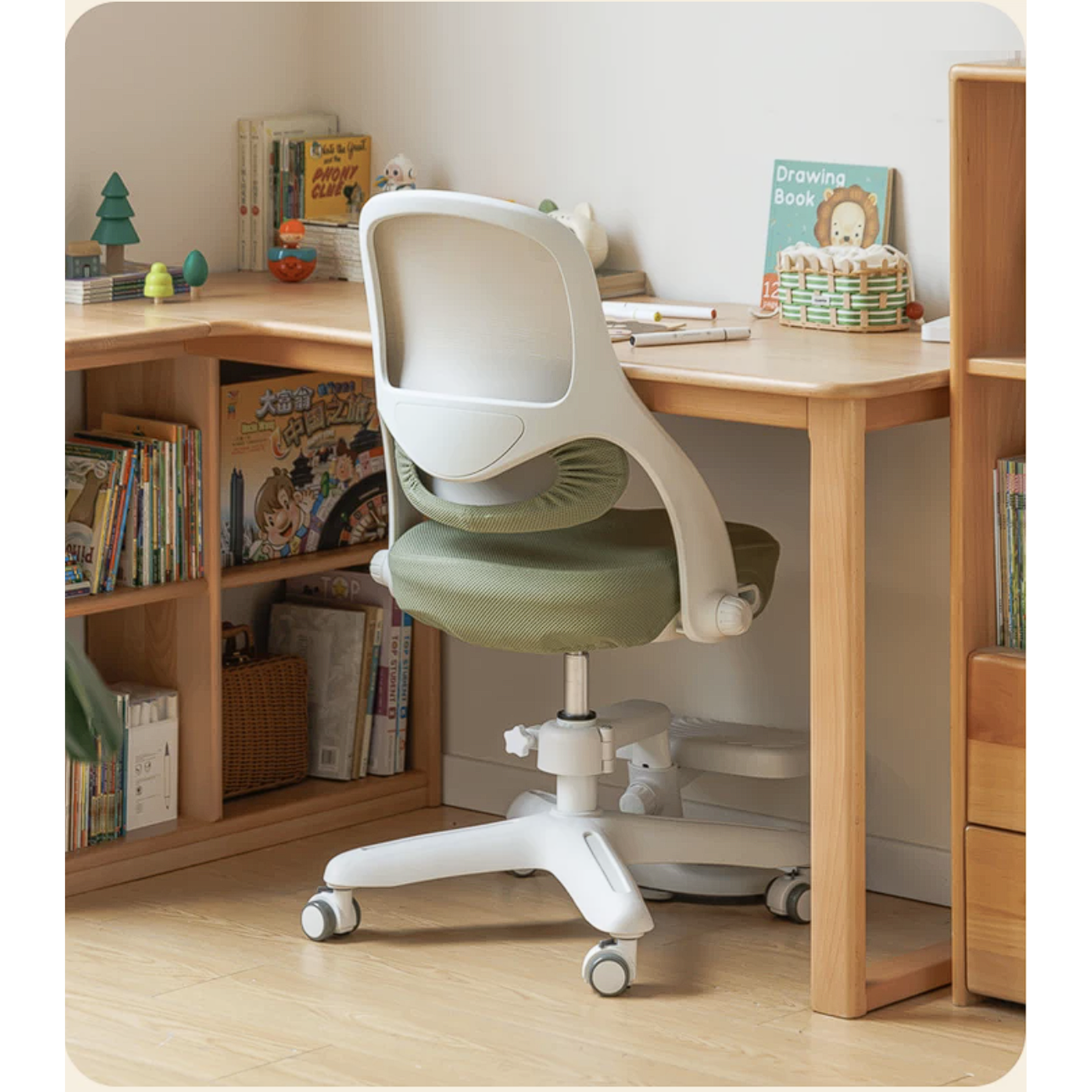 Kids Adjustable Swivel Study Chair with Footrest