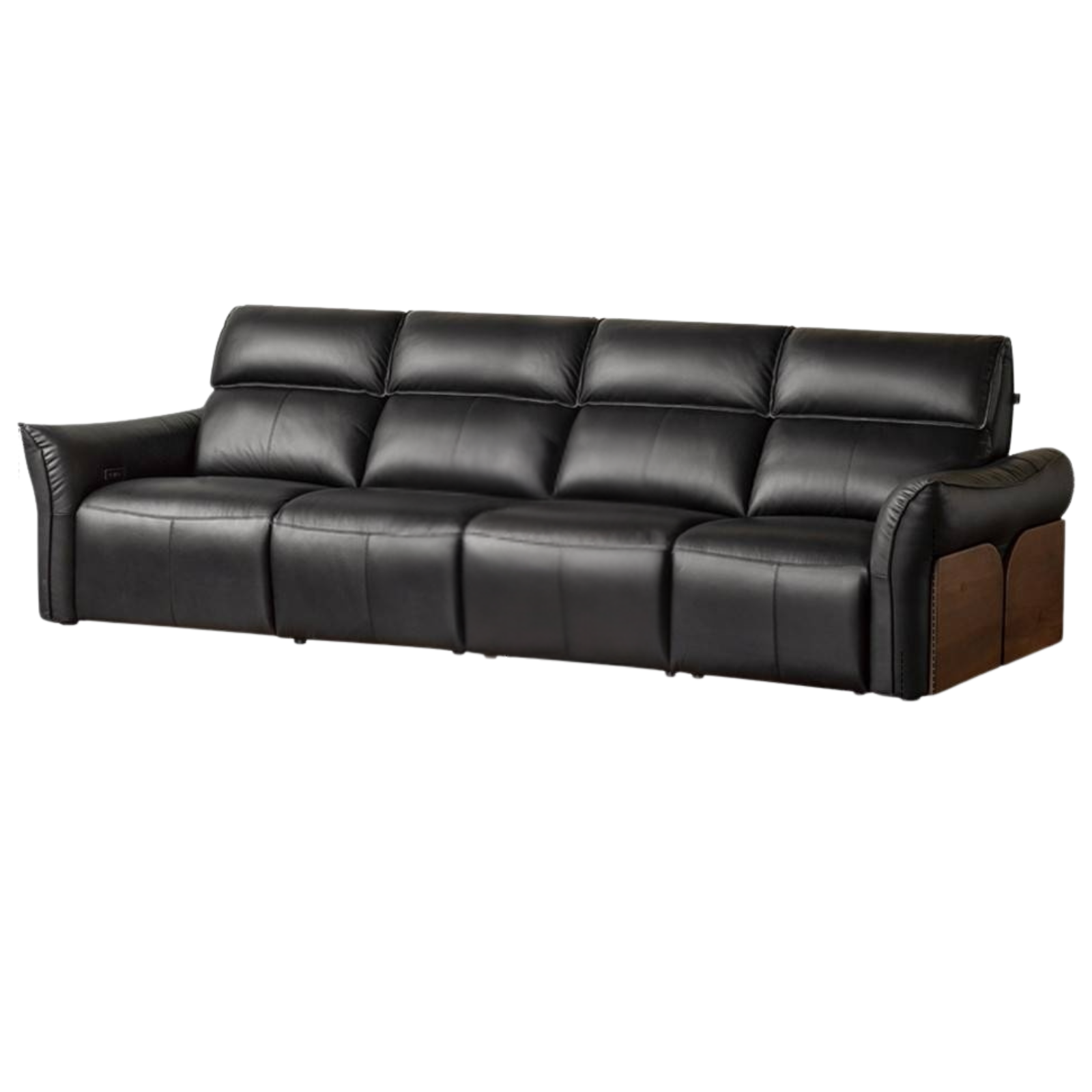 Black walnut solid wood Top Grain Genuine Leather Zero Wall Power Reclining Sofa