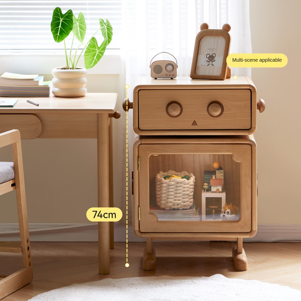 Beech Solid Wood Children's Nightstand