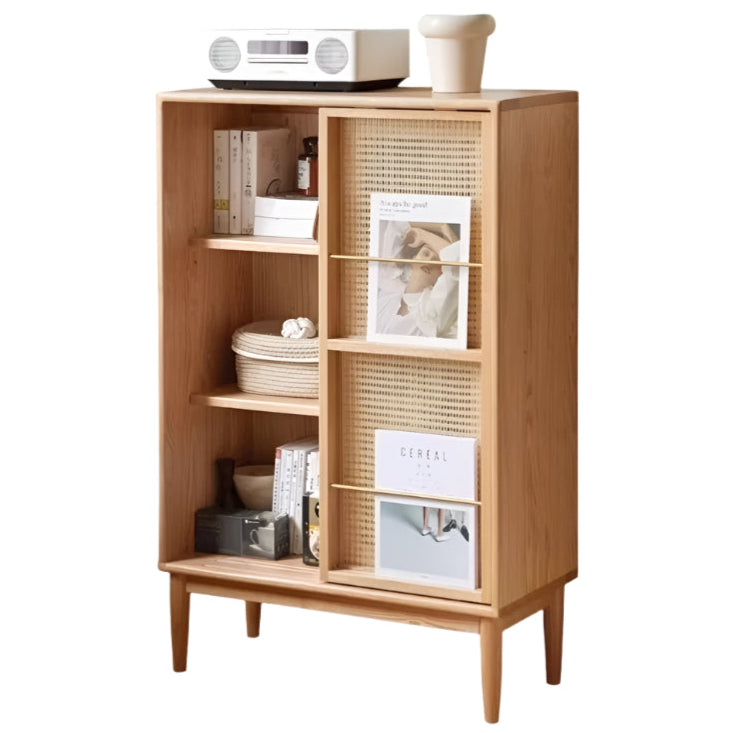 Oak Solid Wood Sliding Door Storage LED lights, Side Cabinet