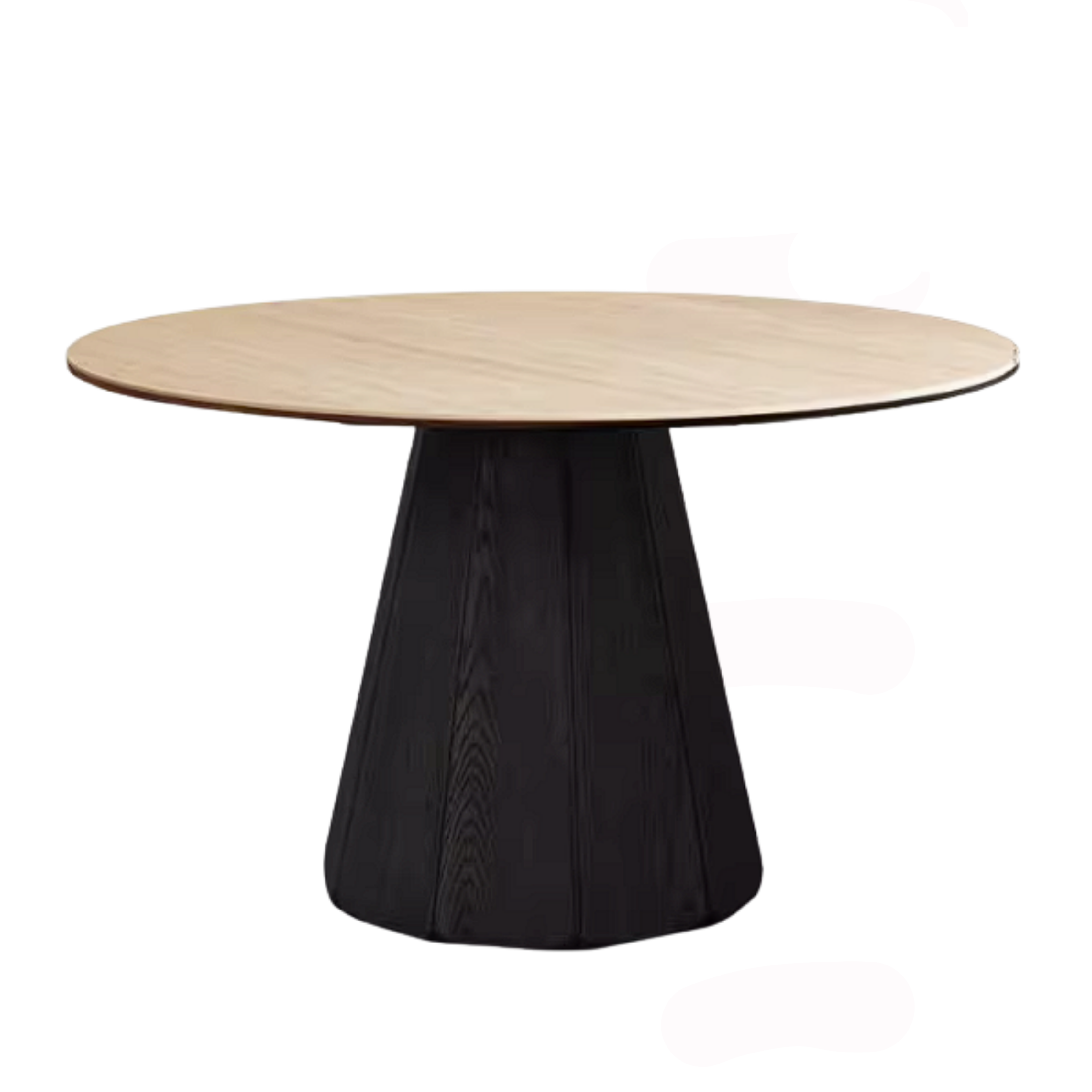 Ash Solid Wood Dining Table with Slate Top, Mid Century Round Design