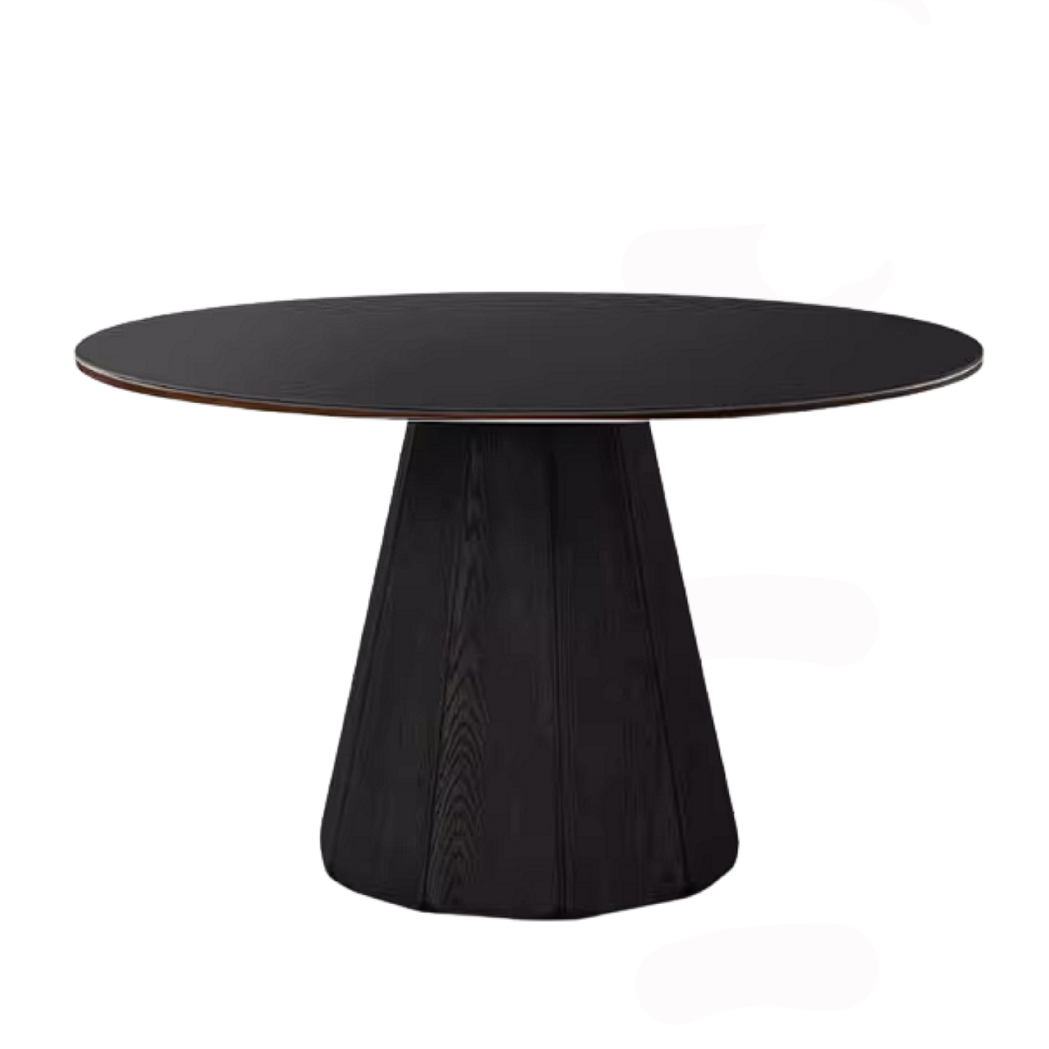 Ash Solid Wood Dining Table with Slate Top, Mid Century Round Design