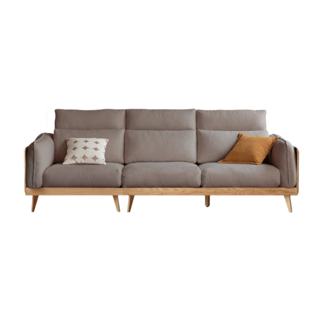 Oak Solid Wood Modern Straight Row Down Sofa