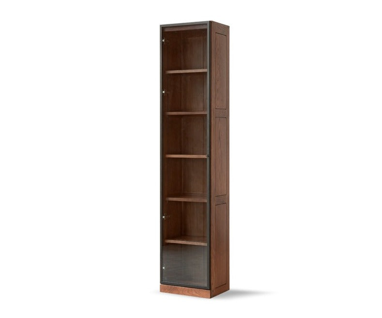 Oak solid wood bookcase modern with glass door"