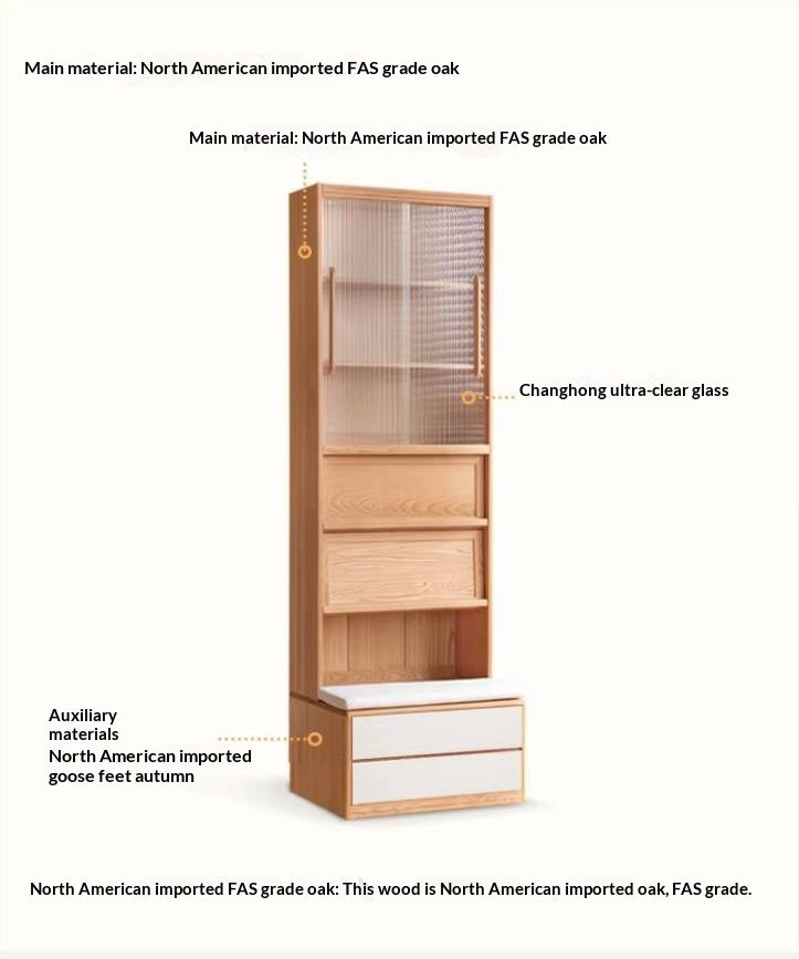 Oak Solid Wood Cream Style Bookcase