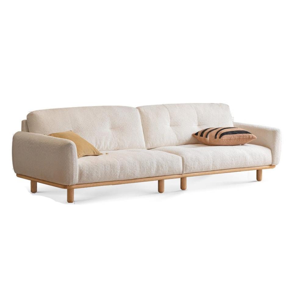 Fabric Lambskin White Sofa