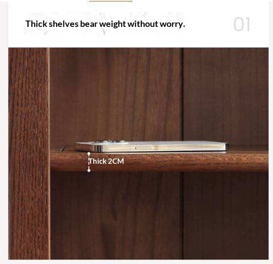 Solid Rubberwood Modern Bookcase