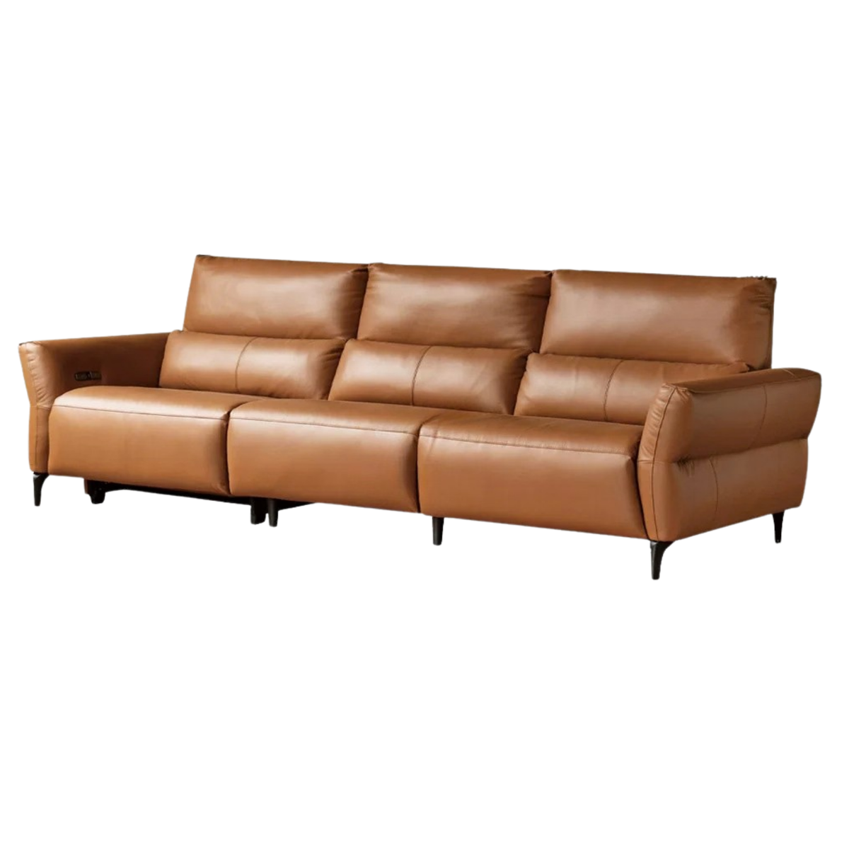 Genuine Leather Power Reclining Sofa with High Back, Single or Dual Power Recliners & USB Charging