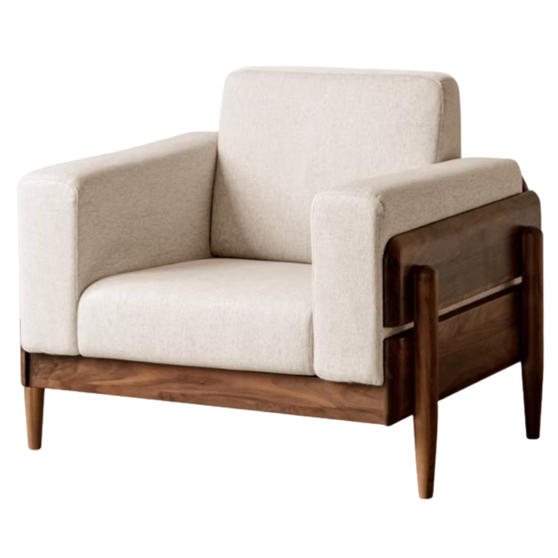 Black Walnut Solid Wood Fabric Sofa.