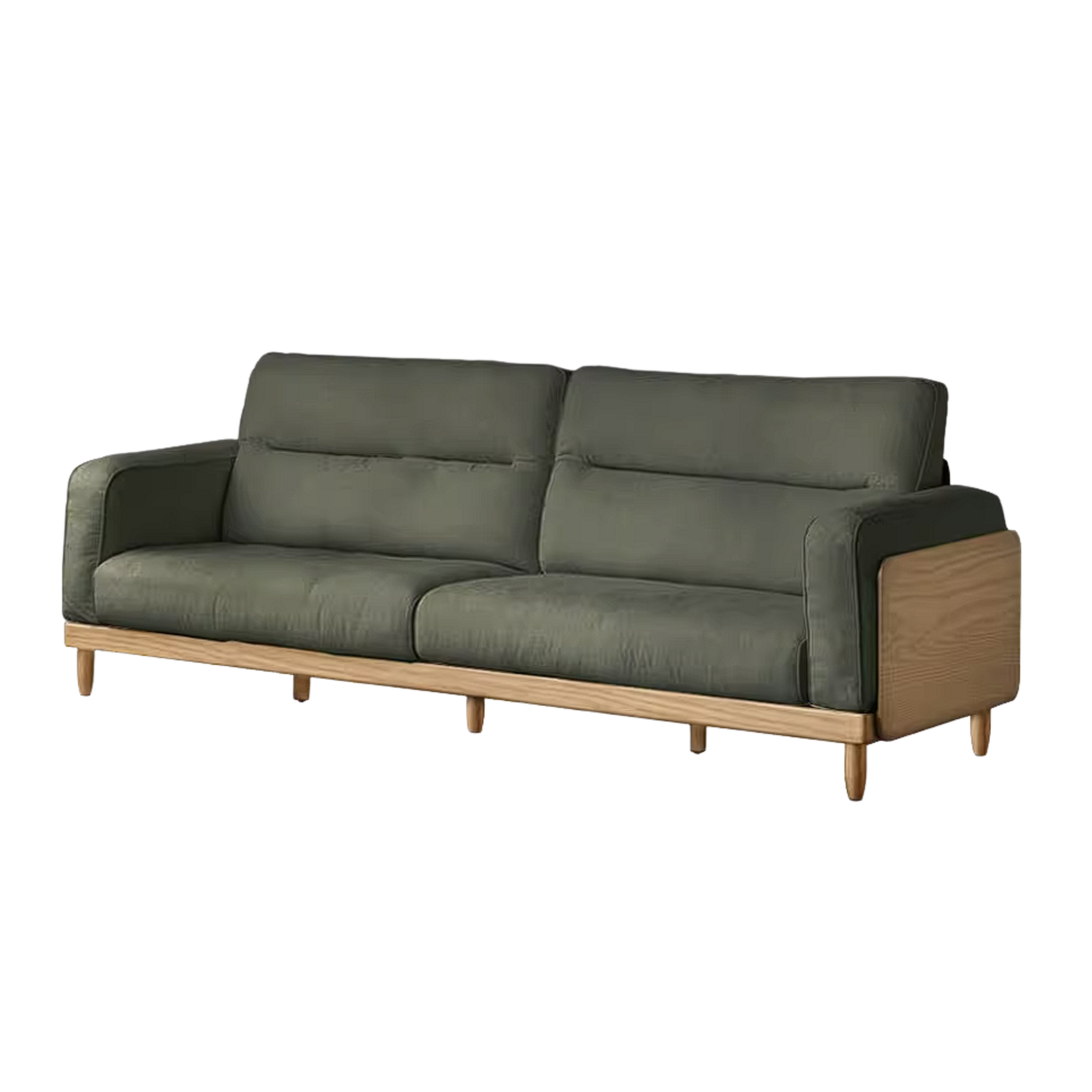 Oak, Ash Solid Wood Sofa with Exposed Wood Frame Arms