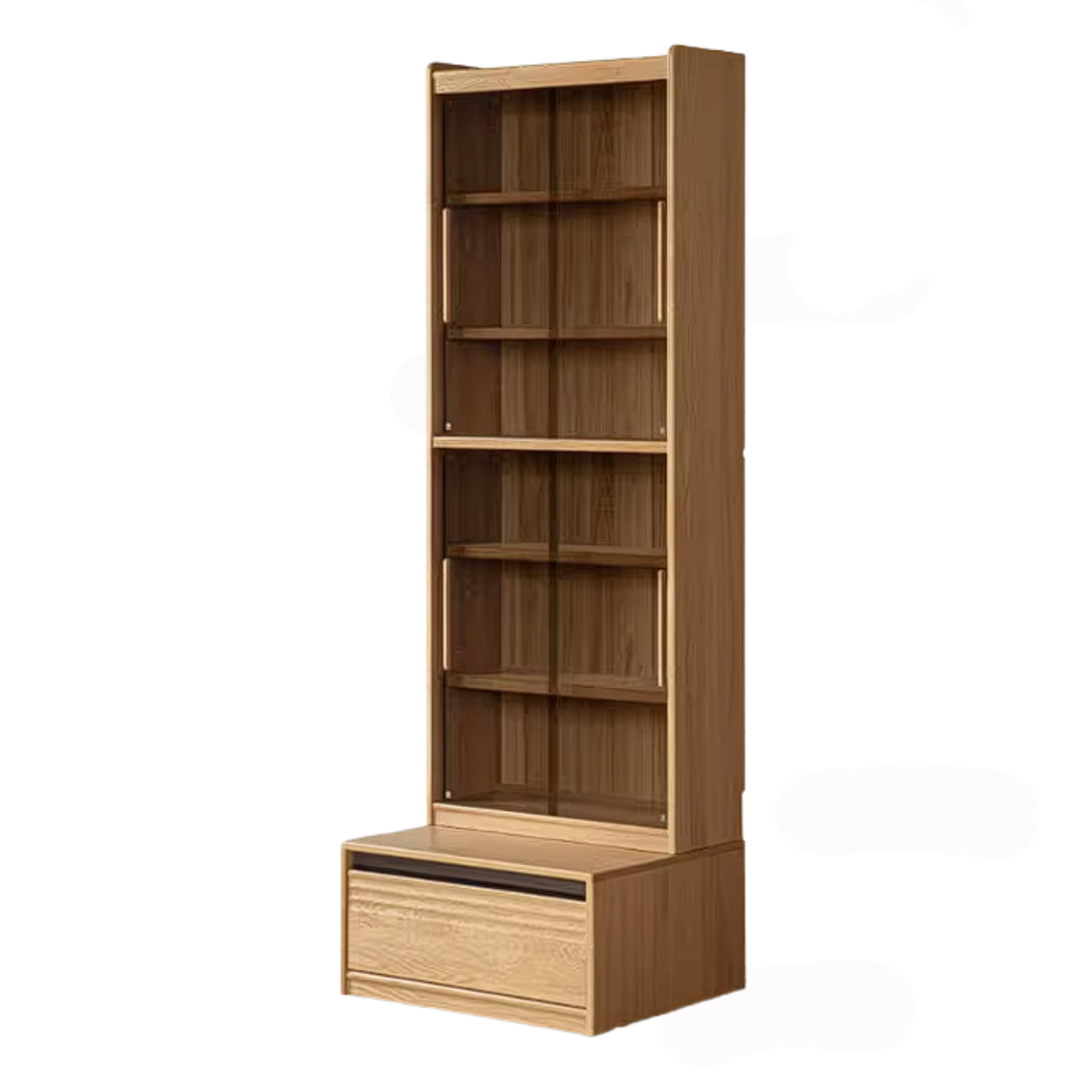 Oak Solid Wood Bookshelf with Integrated Booth Seating