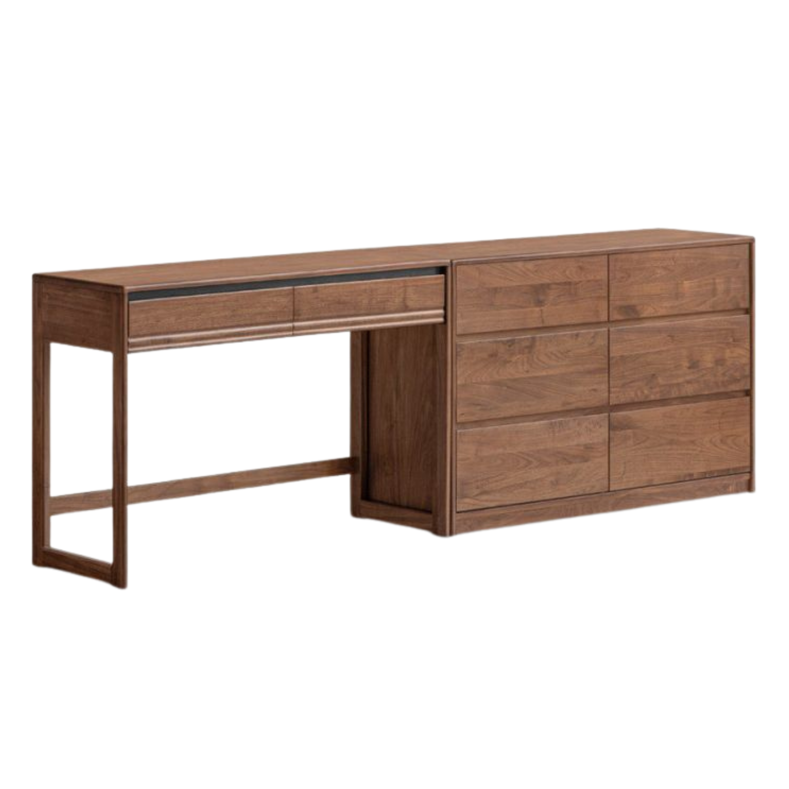 Black Walnut Solid Wood Vanity Desk and Dresser Combo, Italian Style