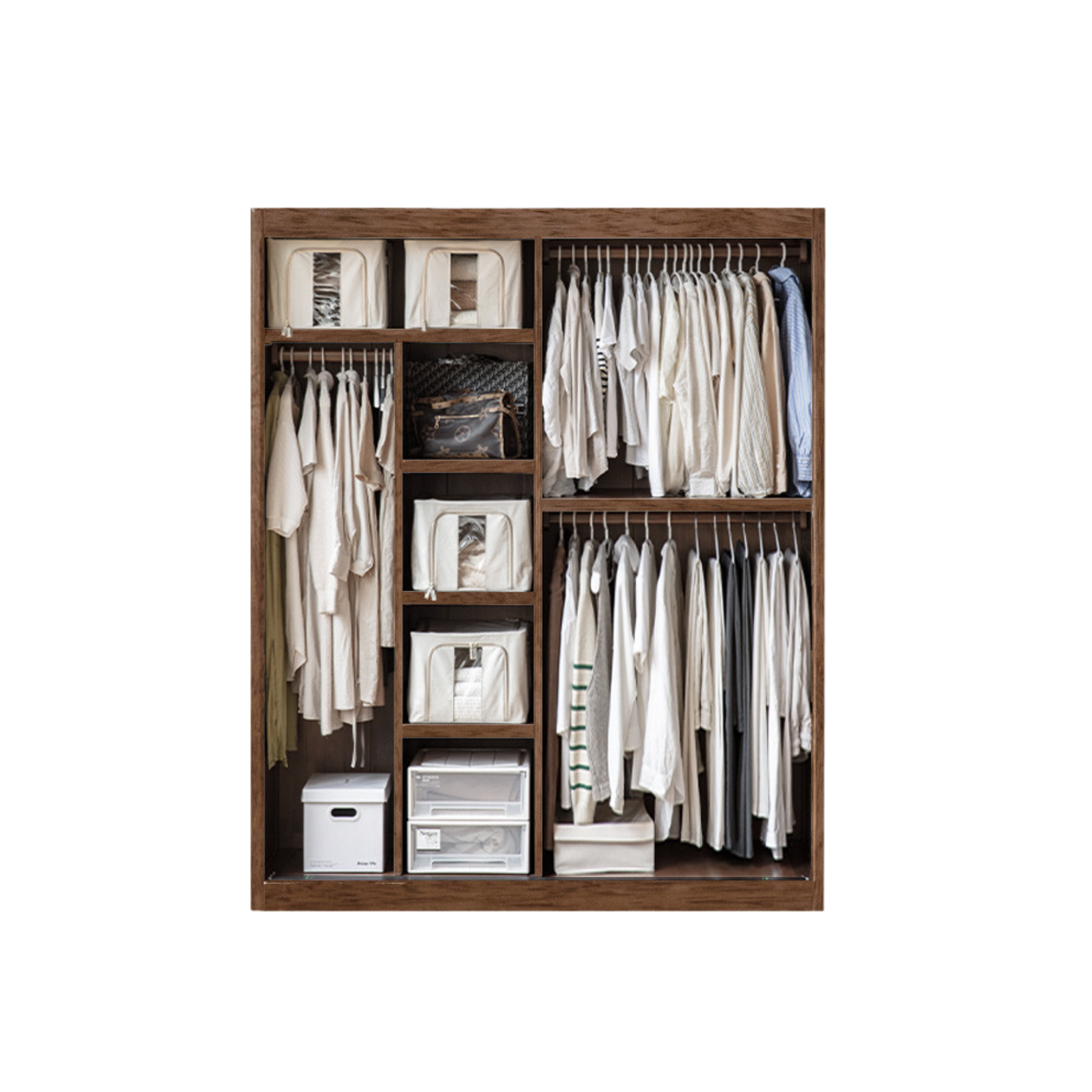 Golden Sandalwood Solid Wood Wardrobe