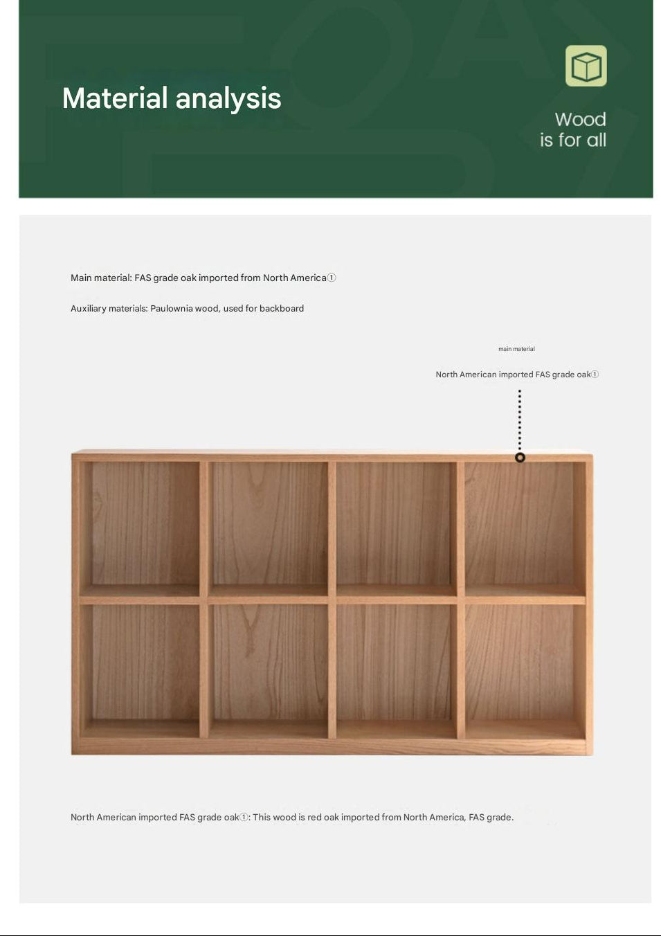 Oak Solid Wood Combination Bookcase.