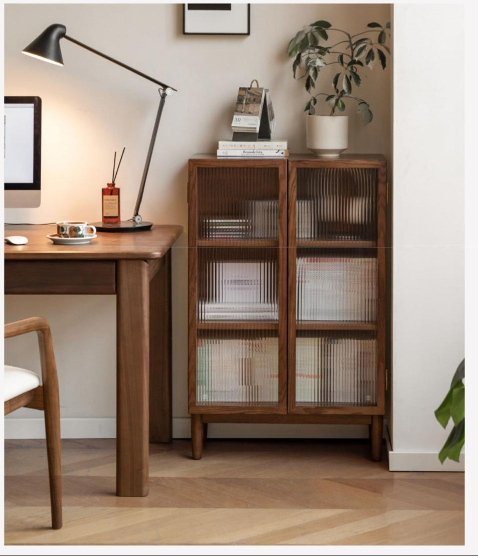 Oak, Solid Rubberwood Modern Side Cabinet.