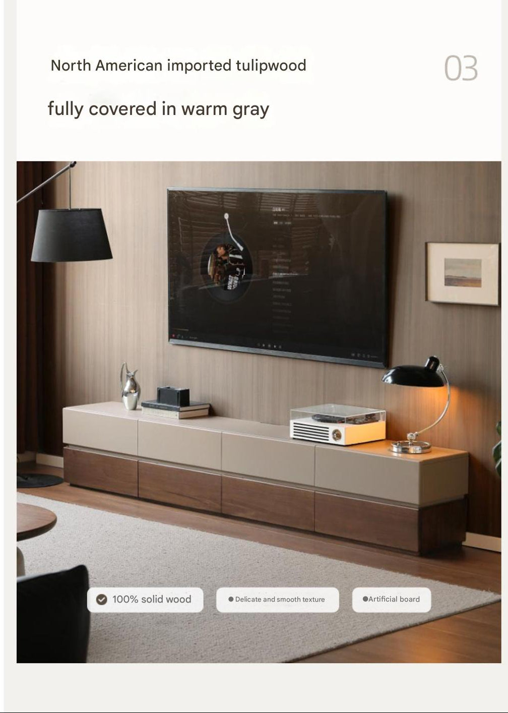 Black Walnut Solid Wood Italian Light Luxury Floor TV Cabinet