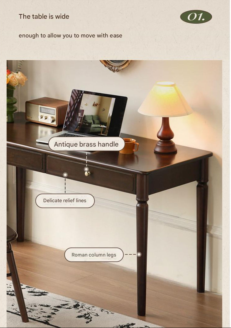 Black Walnut, Poplar Solid Wood American Retro Desk